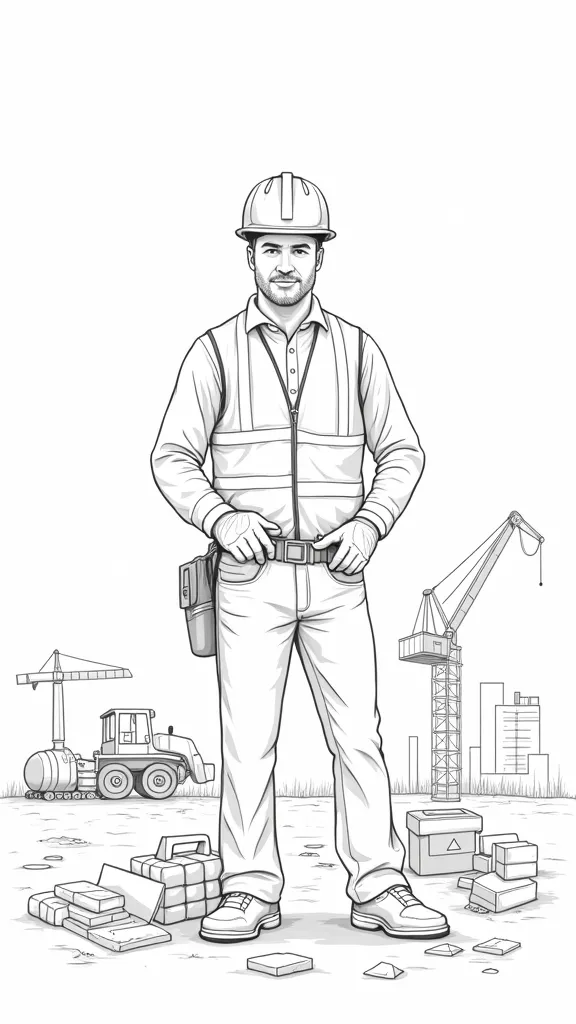 construction worker coloring page